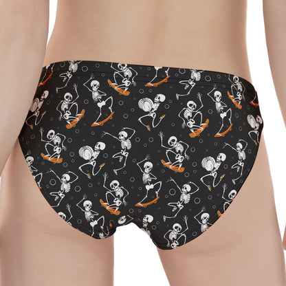 Skateboarding Skeleton Pattern Print Women's Panties