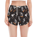 Skateboarding Skeleton Pattern Print Women's Split Running Shorts