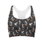 Skateboarding Skeleton Pattern Print Women's Sports Bra