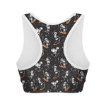 Skateboarding Skeleton Pattern Print Women's Sports Bra