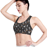 Skateboarding Skeleton Pattern Print Women's Sports Bra