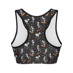 Skateboarding Skeleton Pattern Print Women's Sports Bra