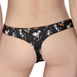 Skateboarding Skeleton Pattern Print Women's Thong