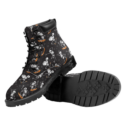Skateboarding Skeleton Pattern Print Work Boots