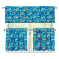 Ski And Snowboard Pattern Print 3 Piece Kitchen Curtains