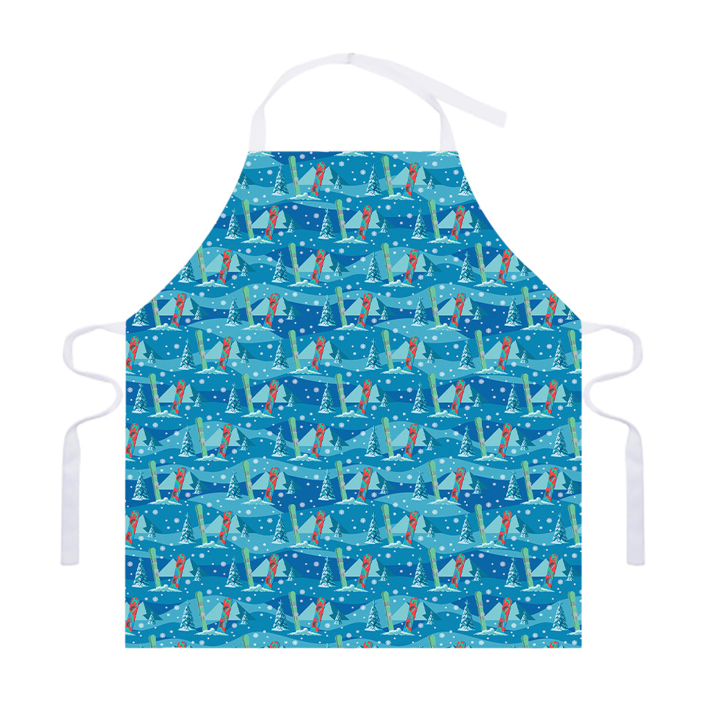 Ski And Snowboard Pattern Print Adjustable Apron