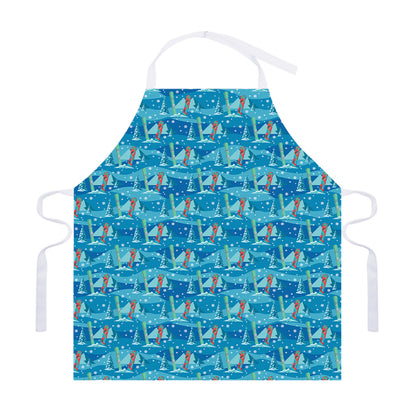 Ski And Snowboard Pattern Print Adjustable Apron