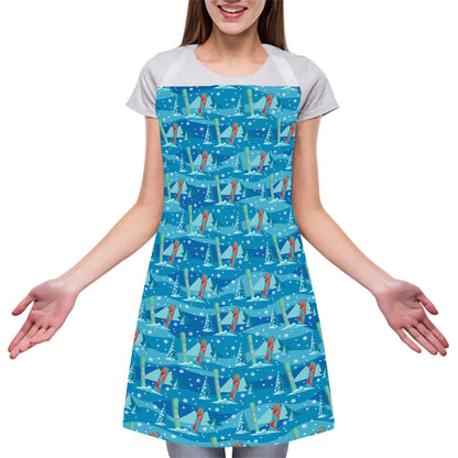 Ski And Snowboard Pattern Print Adjustable Apron