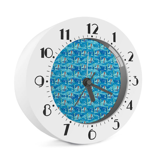 Ski And Snowboard Pattern Print Alarm Clock