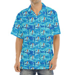Ski And Snowboard Pattern Print Aloha Shirt