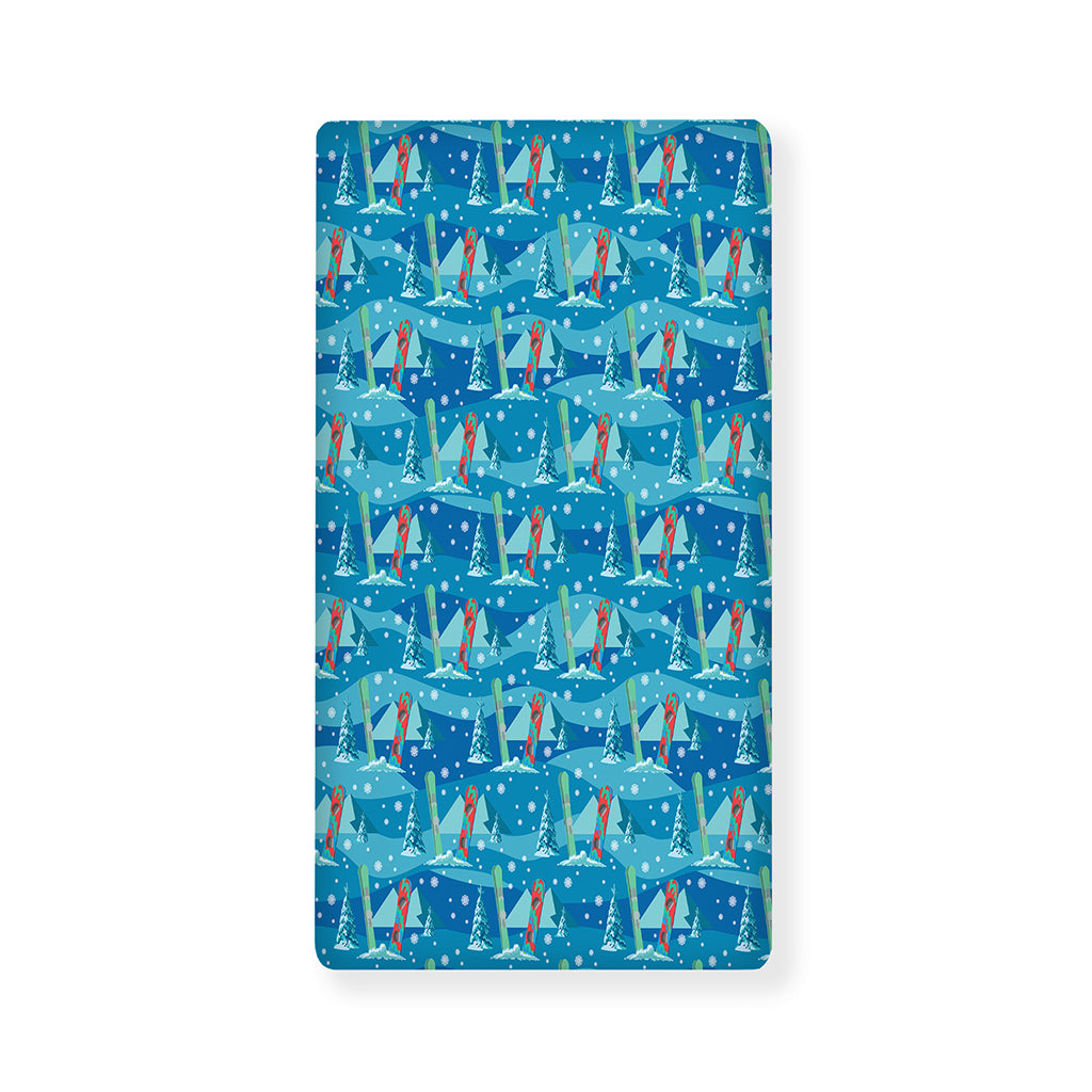 Ski And Snowboard Pattern Print Baby Crib Sheet
