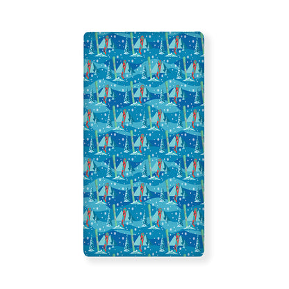 Ski And Snowboard Pattern Print Baby Crib Sheet