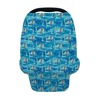 Ski And Snowboard Pattern Print Baby Seat Cover