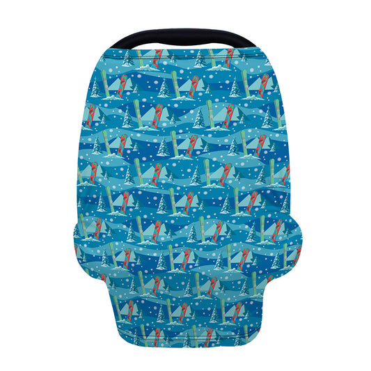 Ski And Snowboard Pattern Print Baby Seat Cover