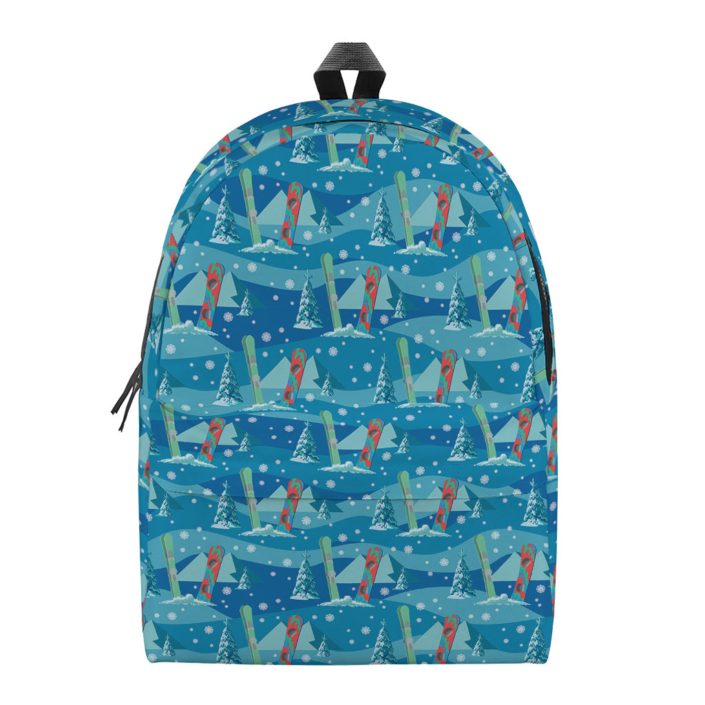 Ski And Snowboard Pattern Print Backpack
