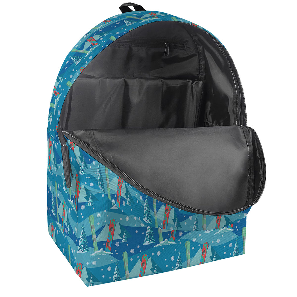 Ski And Snowboard Pattern Print Backpack