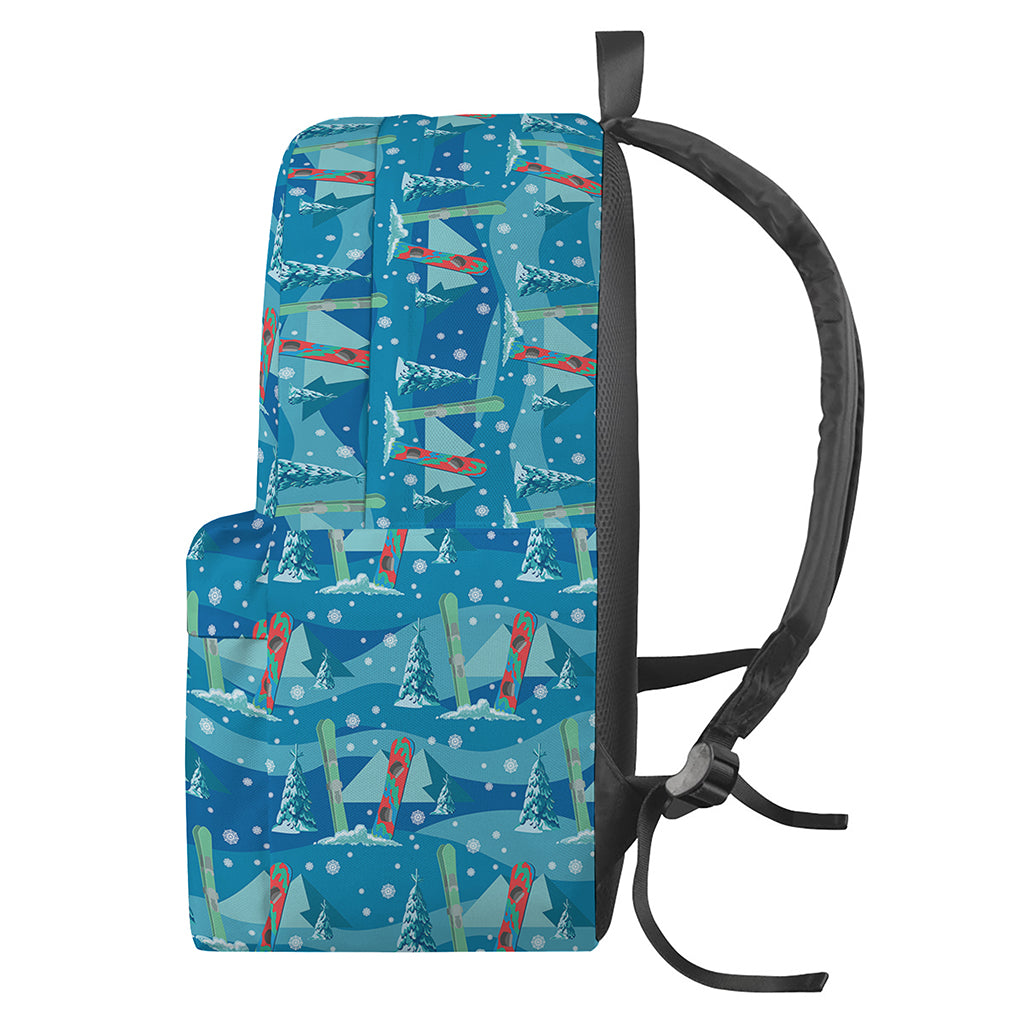 Ski And Snowboard Pattern Print Backpack
