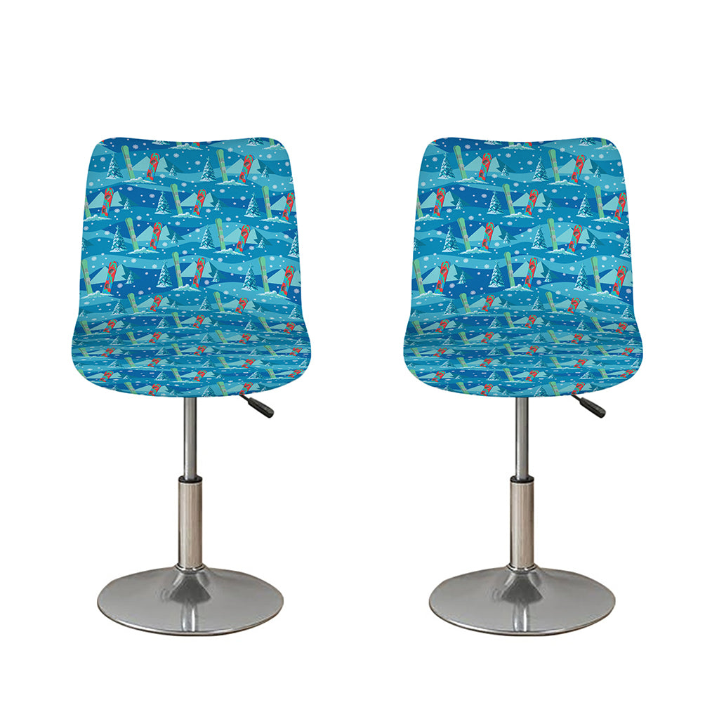 Ski And Snowboard Pattern Print Bar Stool Covers