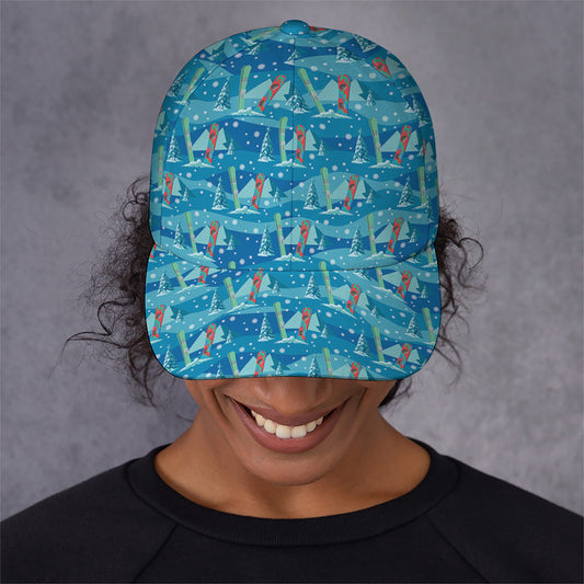 Ski And Snowboard Pattern Print Baseball Cap
