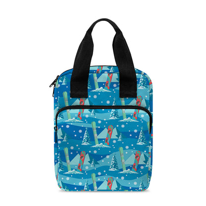 Ski And Snowboard Pattern Print Bible Tote Bag