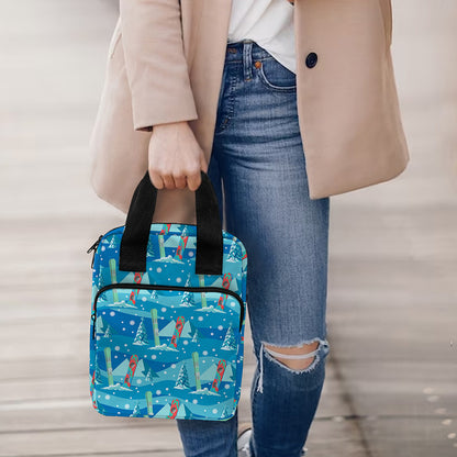 Ski And Snowboard Pattern Print Bible Tote Bag
