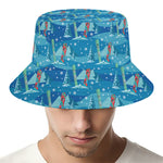 Ski And Snowboard Pattern Print Bucket Hat