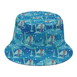 Ski And Snowboard Pattern Print Bucket Hat