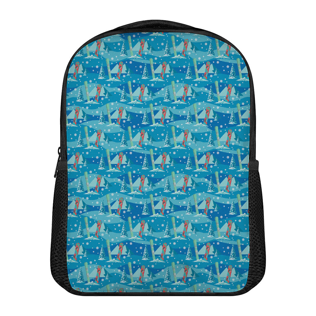 Ski And Snowboard Pattern Print Casual Backpack