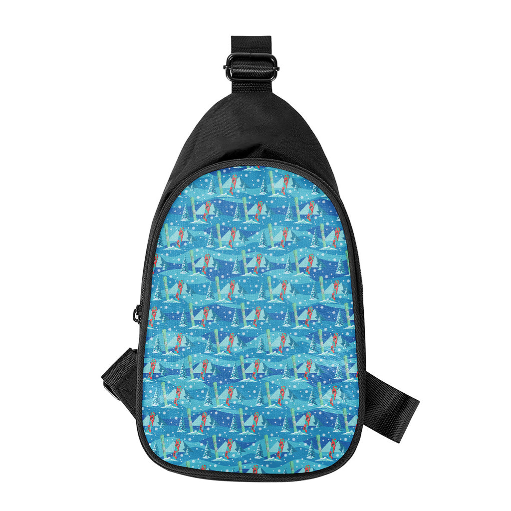 Ski And Snowboard Pattern Print Chest Bag