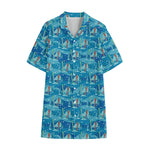 Ski And Snowboard Pattern Print Cotton Hawaiian Shirt
