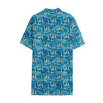 Ski And Snowboard Pattern Print Cotton Hawaiian Shirt
