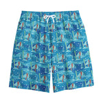 Ski And Snowboard Pattern Print Cotton Shorts