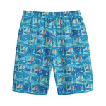 Ski And Snowboard Pattern Print Cotton Shorts