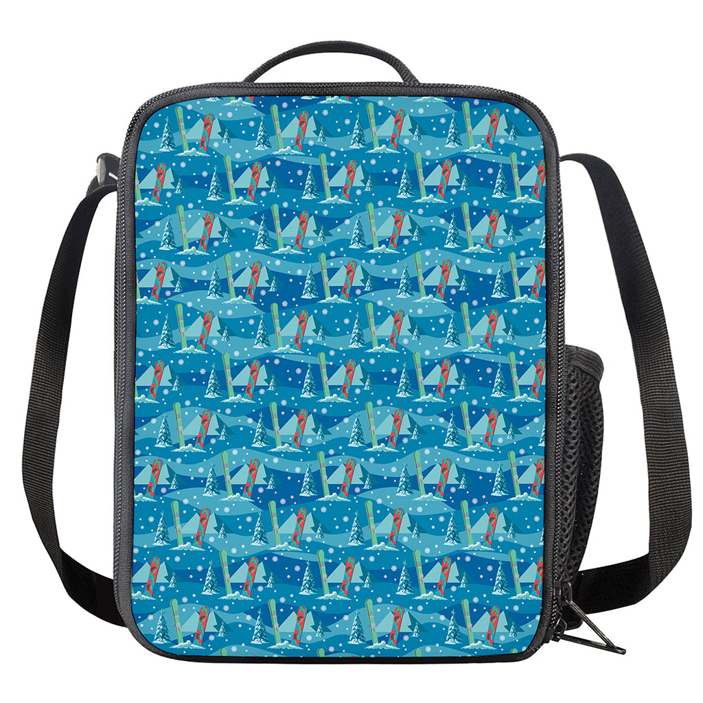 Ski And Snowboard Pattern Print Crossbody Lunch Bag