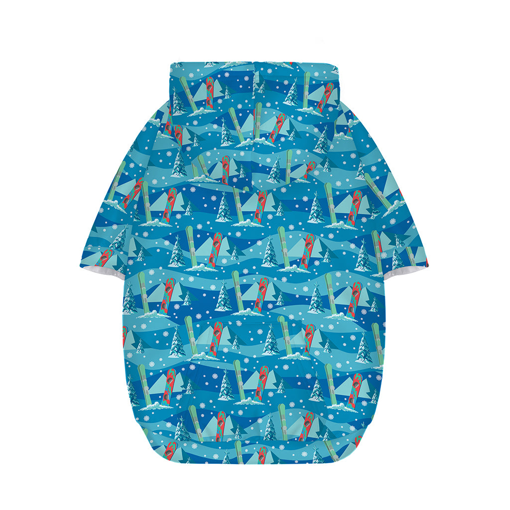 Ski And Snowboard Pattern Print Dog Zip Up Hoodie