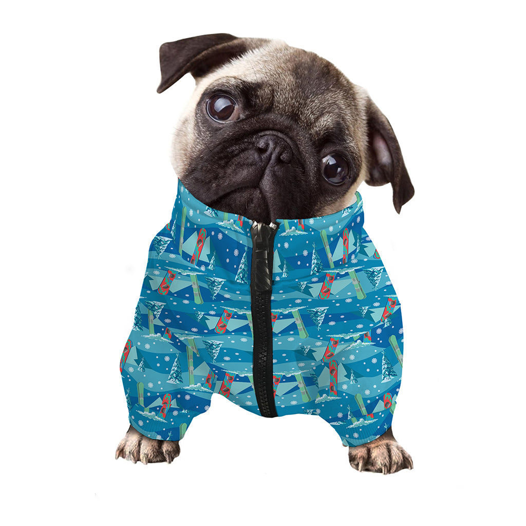 Ski And Snowboard Pattern Print Dog Zip Up Jacket