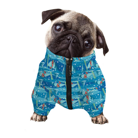 Ski And Snowboard Pattern Print Dog Zip Up Jacket