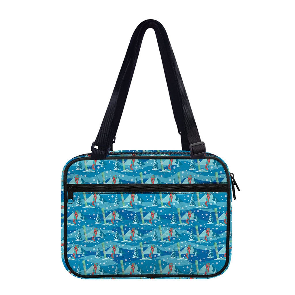 Ski And Snowboard Pattern Print Double Strap Bible Bag