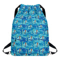 Ski And Snowboard Pattern Print Drawstring Backpack