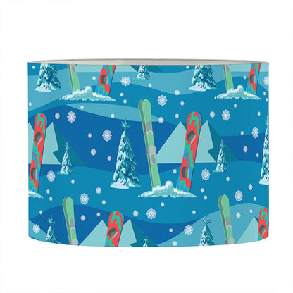 Ski And Snowboard Pattern Print Drum Lamp Shade