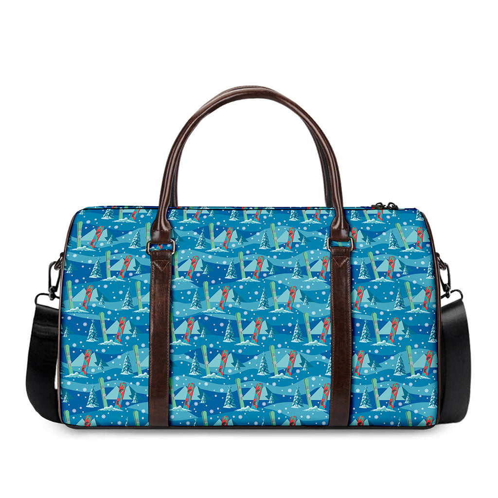 Ski And Snowboard Pattern Print Duffle Bag
