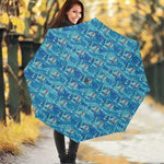 Ski And Snowboard Pattern Print Foldable Umbrella