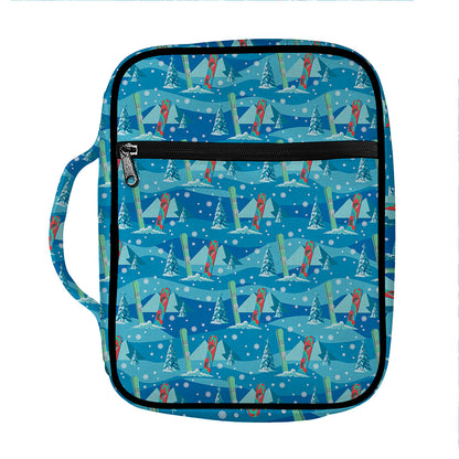 Ski And Snowboard Pattern Print Front Pocket Bible Bag