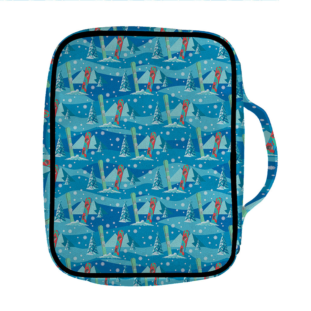 Ski And Snowboard Pattern Print Front Pocket Bible Bag