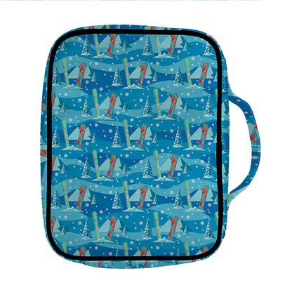 Ski And Snowboard Pattern Print Front Pocket Bible Bag