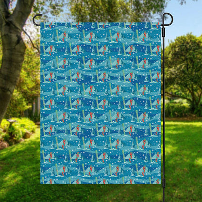 Ski And Snowboard Pattern Print Garden Flag