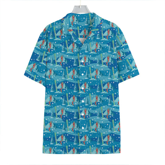 Ski And Snowboard Pattern Print Hawaiian Shirt