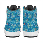 Ski And Snowboard Pattern Print High Top Leather Sneakers