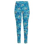 Ski And Snowboard Pattern Print High-Waisted Pocket Leggings