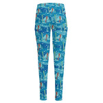 Ski And Snowboard Pattern Print High-Waisted Pocket Leggings